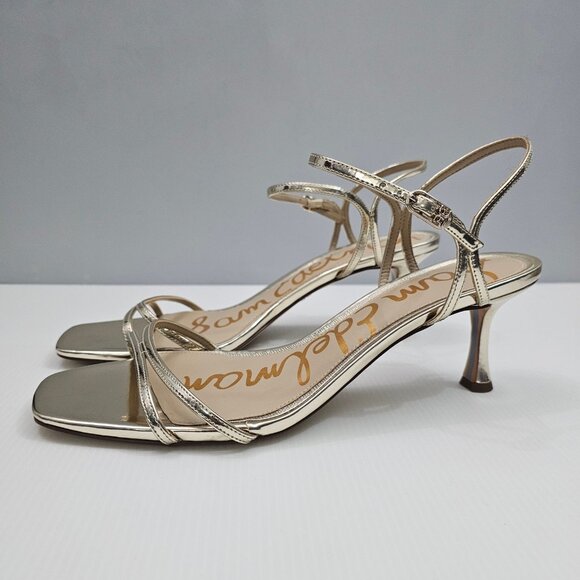 Sam Edelman Presley Strappy Heel Womens 11 Metallic Gold Sandal Formal Party NEW - Picture 1 of 14